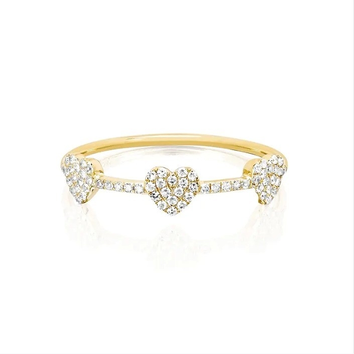 Nhẫn trái tim 18K vàng mạ 925 Sterling bạc 3 Micro Pave cho phụ nữ và thanh lịch
