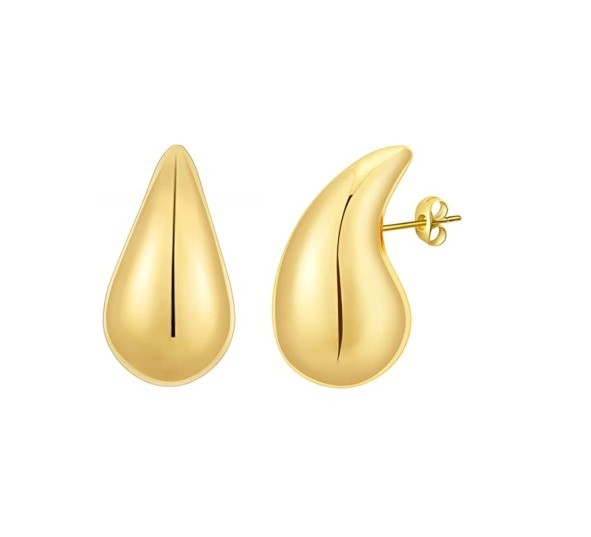Logo tùy chỉnh 18K vàng bọc nước mắt rỗng Stud Băng tai cho các cô gái đồ trang sức Party