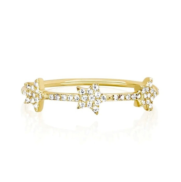 18K vàng bọc bạc CZ Star tuyên bố nhẫn cho phụ nữ Micro Pave thiết lập được chứng nhận