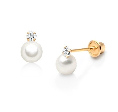 Đồ chơi đồ trang sức Pearl Drop Bàn tai với vít trở lại và trắng CZ trong 925 Sterling bạc