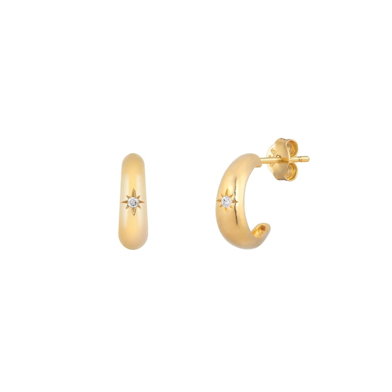 Giấy chứng nhận loại Đánh giá của bên thứ ba 925 Sterling Silver North Star Half Hoop Earrings