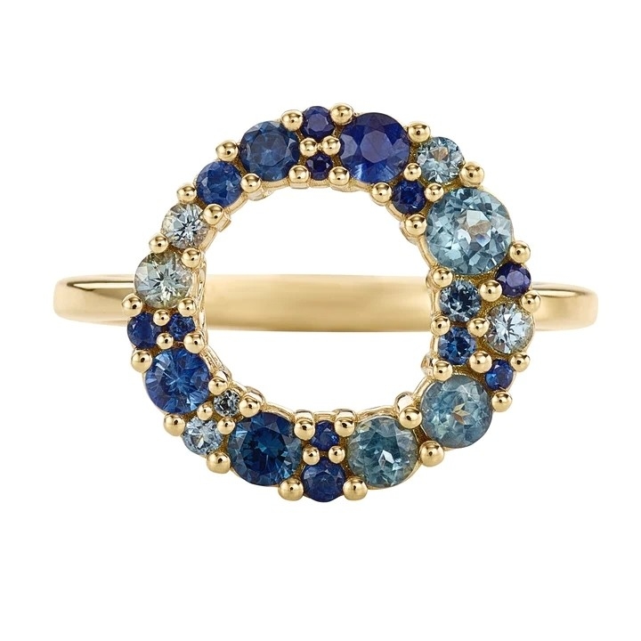 18K vàng bong bóng đa màu sapphire cubic zircon 925 Sterling bạc nữ nhẫn