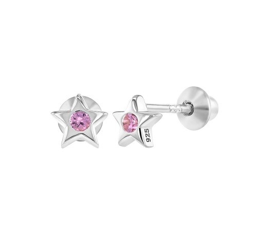 Ước tính khác Little Star Pink Cubic Zircon Baby Girls Screw Back Stud