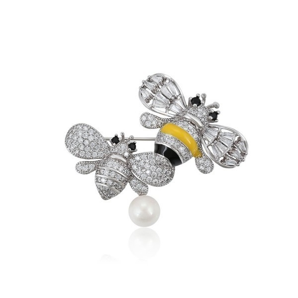 Đẹp màu sắc Mái đeo ốm ươm Bơm Crystal Rhinestone Bumble Bee Lapel Pin