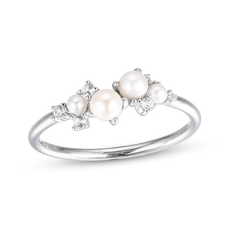 Vàng CZ Đặt chồng 925 Sterling bạc nhẫn kích thước 3-10 Pearl nhẫn đính hôn