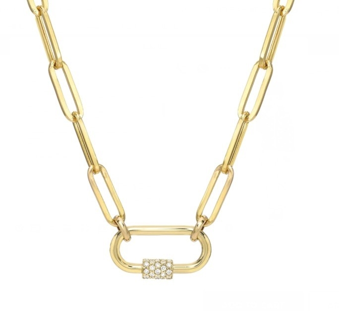 18K vàng bọc lớn clip giấy 925 Sterling bạc hình bầu dục chuỗi vòng cổ với OEM
