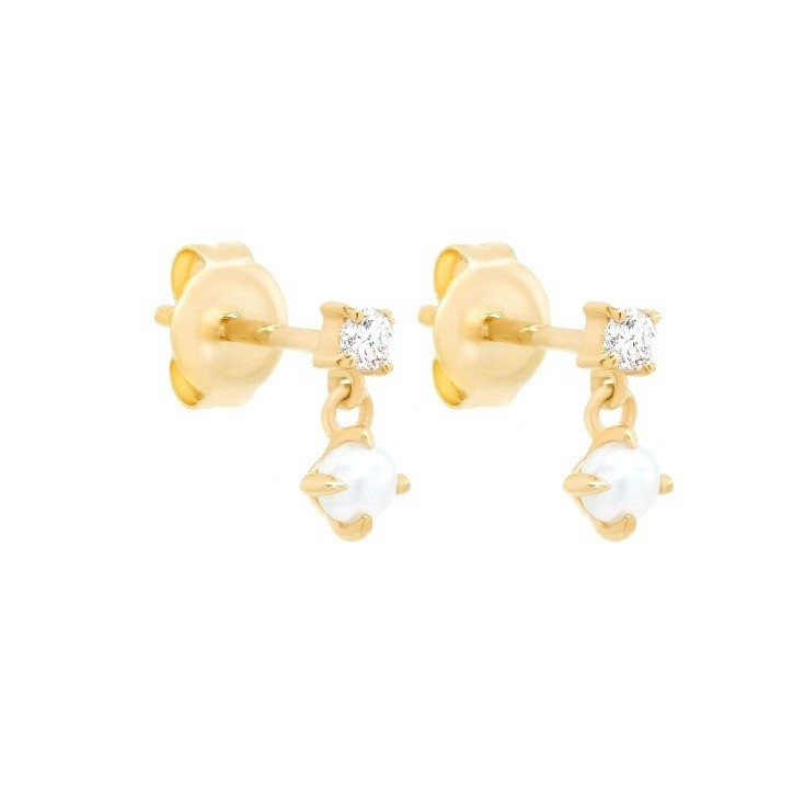 Mẹ của viên ngọc trai trắng 925 Sterling bạc giọt Mũi tai làm bằng tay của phụ nữ cho cô gái
