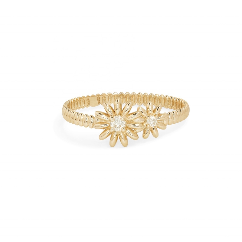 Phong cách vàng 925 Sterling Silver Daisy CZ Nhẫn phụ nữ thanh lịch phụ kiện