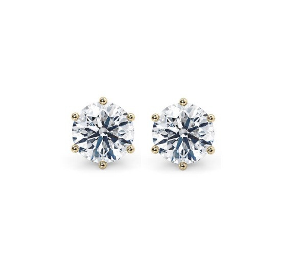 Sáu móng trắng CZ Stud tai 925 Sterling bạc 18K hình khối Zirconia Stud tai