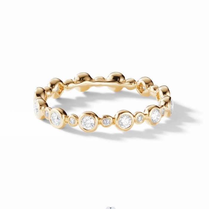 Đồ cổ điển Zircon Eternity Band Vàng trang sức US Size 10 Clear CZ Ring