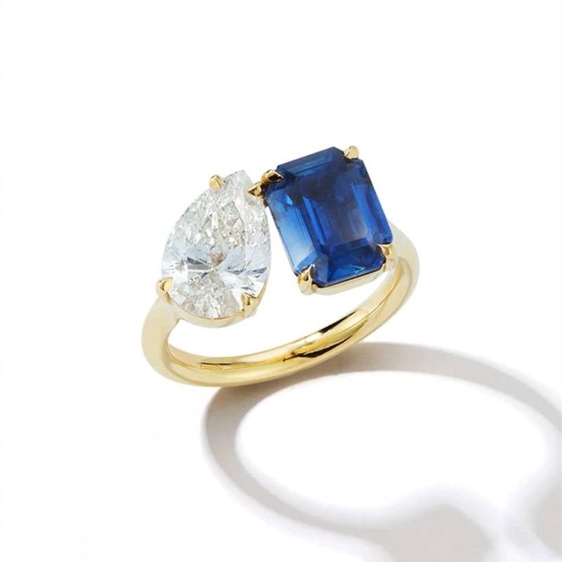 Đàn bà Đàn bà đồ trang sức Nhẫn mở có thể điều chỉnh với đá lớn trong 925 Sterling bạc