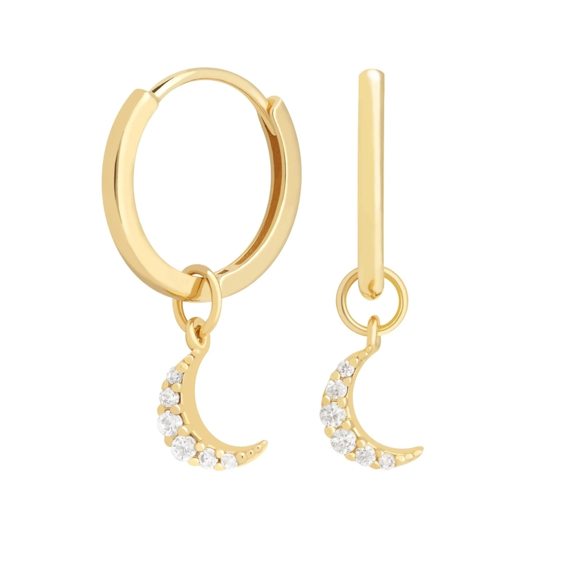 Dangle Moon Hoop Bàn tai 925 bạc cho phụ nữ Brazil vàng bọc 18K trang sức tùy chỉnh