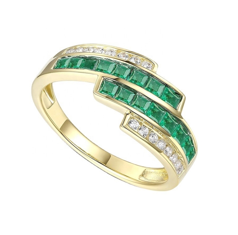 Đặt ngón tay Emerald Ruby Vợs nhẫn kim cương tuyên bố Kích thước 6-Kích thước 10