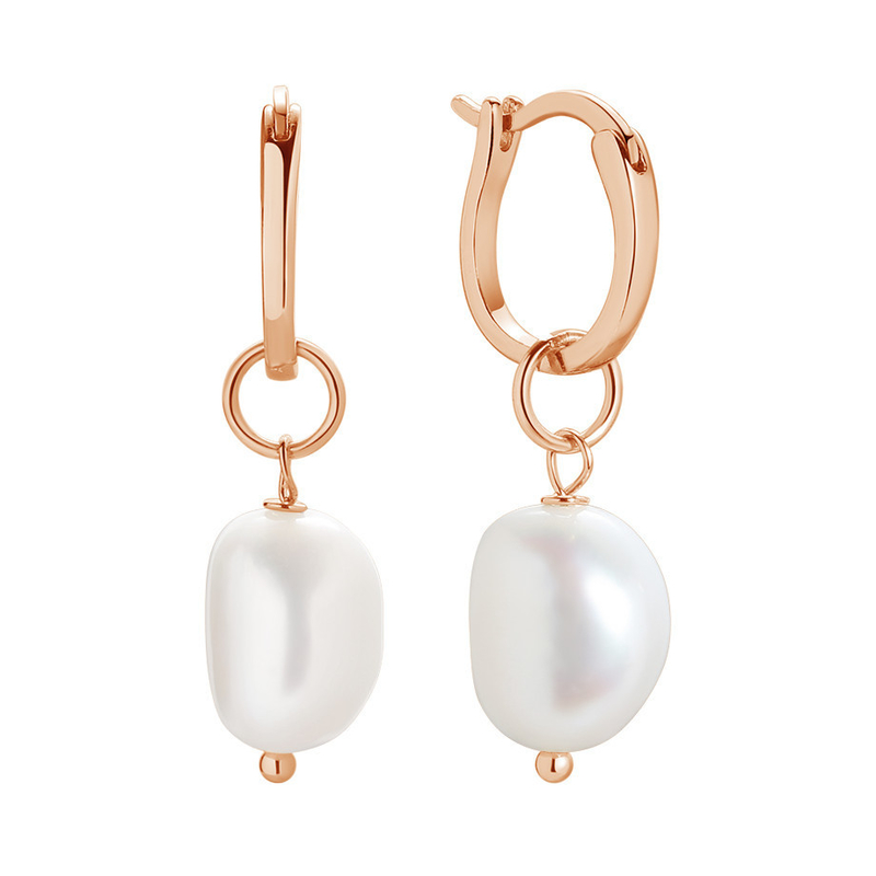 925 Sterling bạc 18K vàng bọc nước ngọt ngọc trai Hoop Bàn tai cho phụ nữ phong cách thời trang
