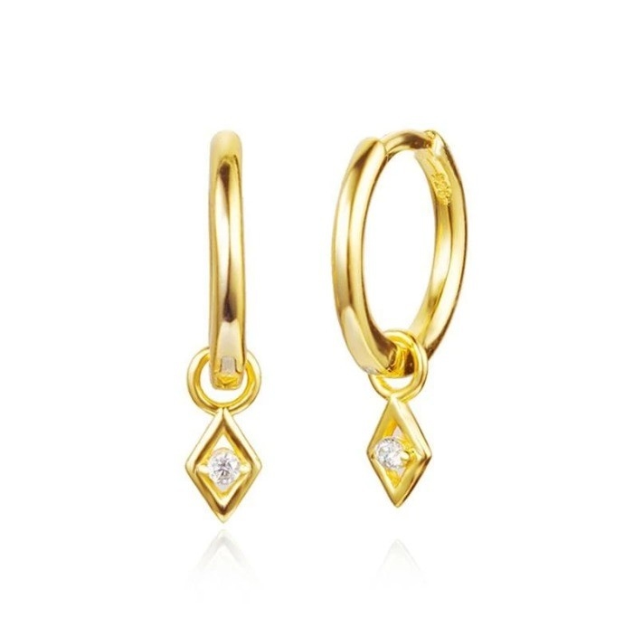 Tùy chọn Đá Màu Trendy 18k Vàng thật bọc Hoop Dangle Băng tai trong 925 Sterling bạc