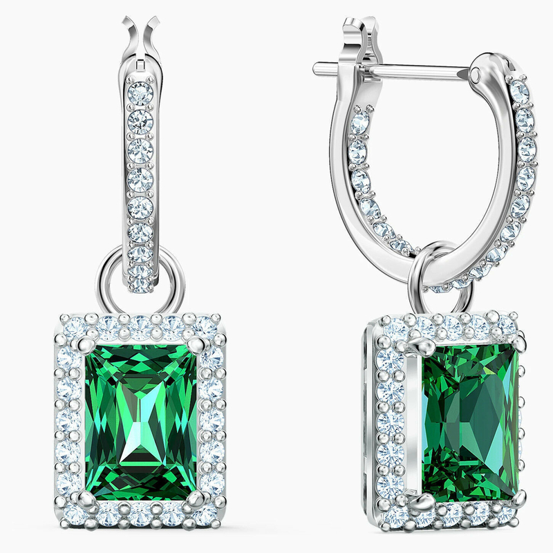 Green CZ Diamond 925 Sterling Silver Classic Hoop Hoop Hoop Hoop cho thời trang nữ