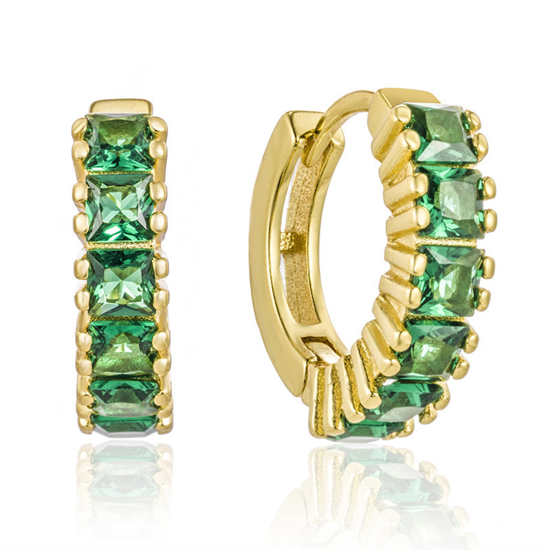 925 Sterling Silver Princess Green CZ Bàn tai kim cương cho phụ nữ hiện đại