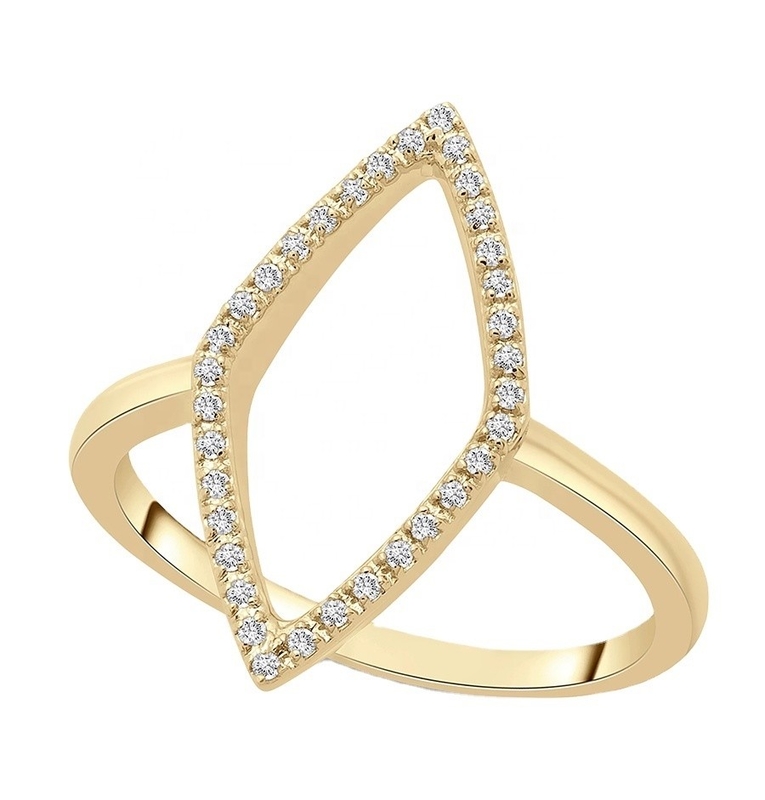 Hôn nhân Trắng CZ Rhombus tuyên bố Nhẫn Vàng 925 Sterling bạc đồ trang sức cho phụ nữ