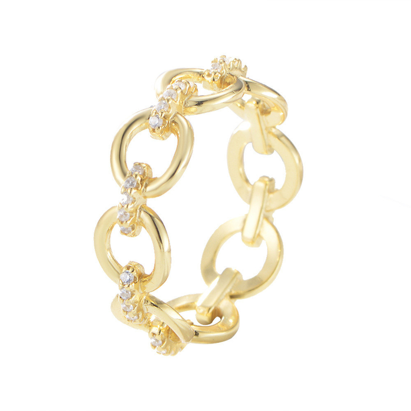 Hình dạng chuỗi tinh tế CZ Kim cương nhẫn vĩnh cửu 925 bạc Sterling cho đồ trang sức nam