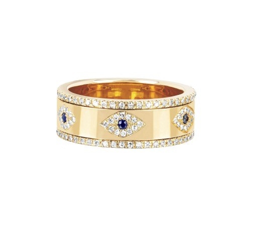 Blue Sapphire White CZ Eye Women Eternity Band Brass Eternity Ring Cho Phụ nữ
