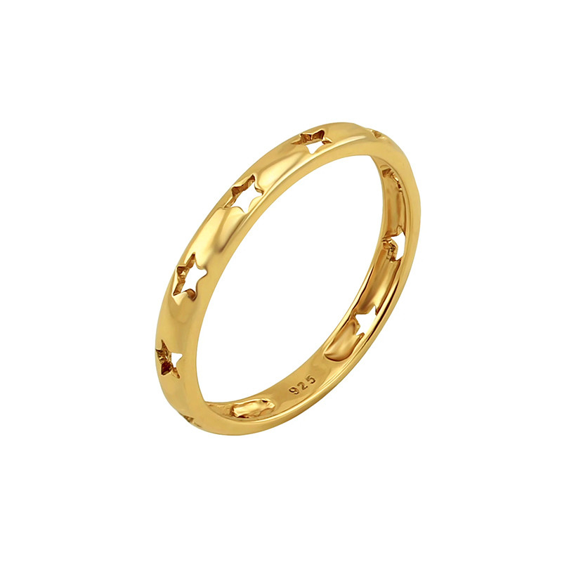 Phong cách thời trang Star Hollow Eternity Band nhẫn bằng bạc 925 đồ trang sức bằng vàng 18K