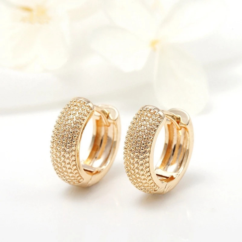 Eco Friendly 18K Gold Plated Multi Small Dot Beads Hoop Earrings Cho Phụ nữ Cô gái 2021
