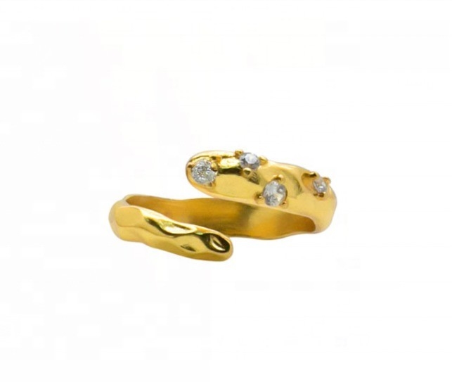 Kích thước 4-10 CZ Nhẫn đá 18K Vàng mở rắn 925 Sterling bạc nhẫn động vật