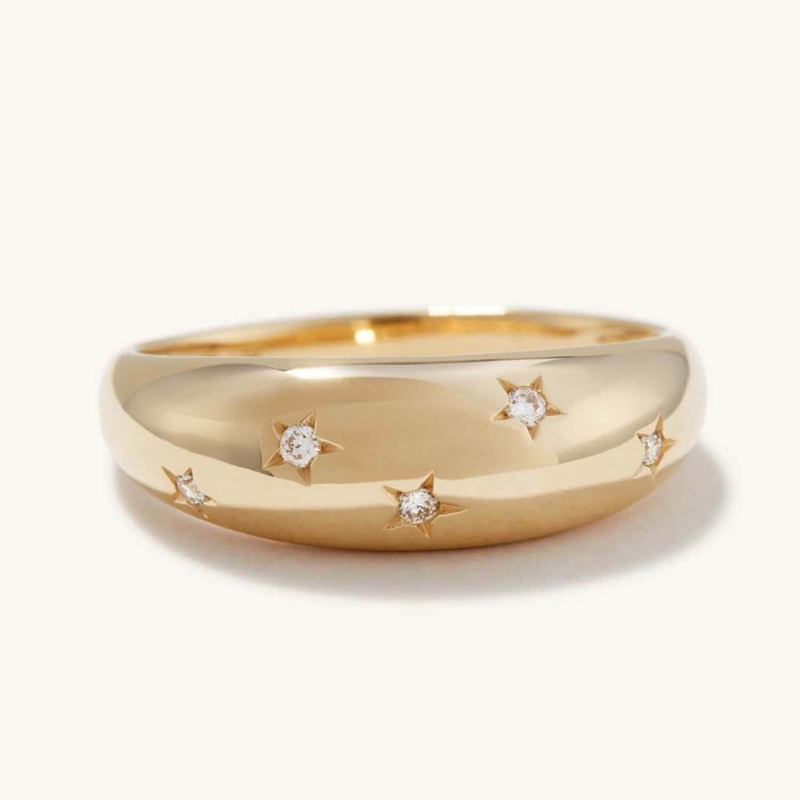 Eternity Band nhẫn 18K vàng của Brazil Ngôi sao trang sức 925 Sterling Silver Dome Chiếc nhẫn phụ nữ