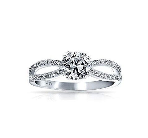 925 Sterling Silver Ring Micron Pave White Gold Plated cho phụ nữ Hôn nhân