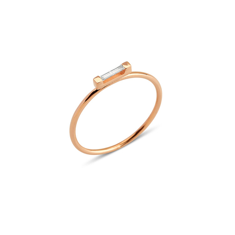 925 Sterling Silver Eco Friendly Mini Baguette Rings cho phụ nữ Vàng thật trang sức