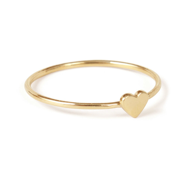 Nhẫn trái tim thiết kế tinh tế đơn giản 925 Sterling bạc 18K vàng mạ không mờ