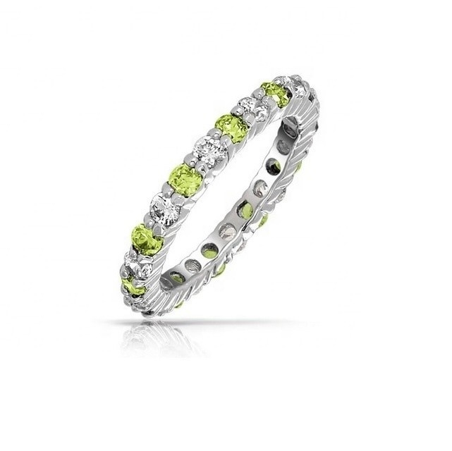 Chiếc nhẫn Eternity Silver 925 với vàng hồng và viên đá sinh nhật CZ