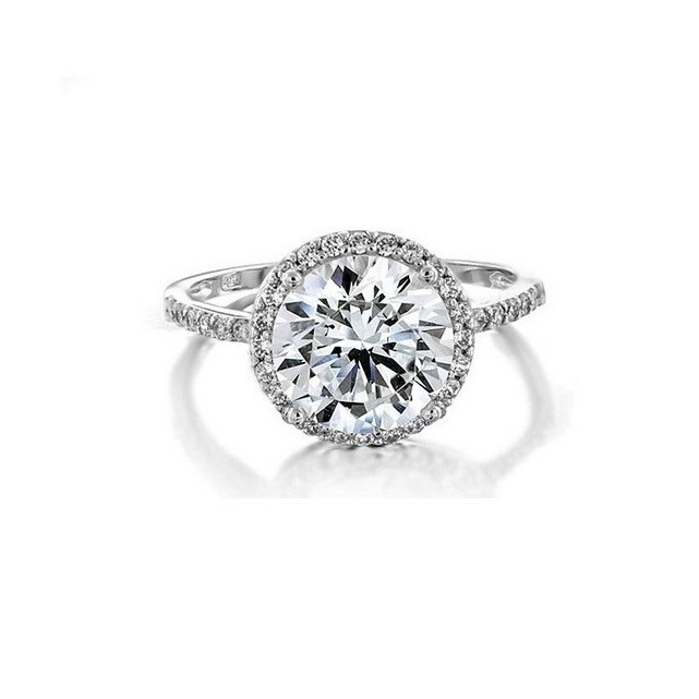 925 Sterling bạc 10mm trắng CZ Solitaire nhẫn đính hôn với đá chính kích thước 10mm