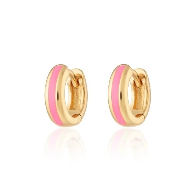 925 Logo tùy chỉnh 18K vàng mạ mịn màu hồng Huggie Bàn tai cho phụ nữ Chick nhìn