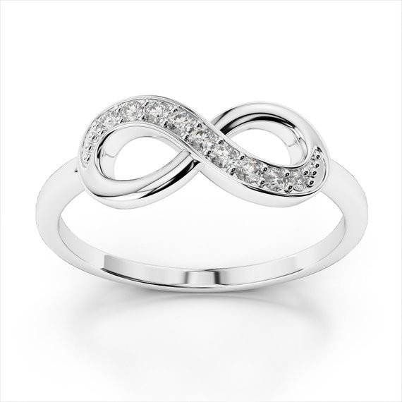 White CZ Stone Love Infinity Rings in 925 Sterling Silver for Everlasting Romance (Vòng nhẫn vô tận bằng bạc 925 Sterling)