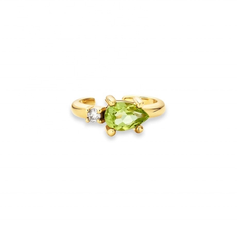 Bông tai CZ Peridot cắt hình quả lê mạ vàng 18K làm từ bạc Sterling 925 thời trang hợp xu hướng