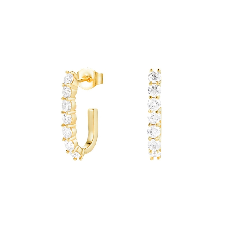 Hoa tai đinh tán uốn cong hợp thời trang bằng bạc Sterling 925 vàng 14k cho phụ nữ Trang sức cho bé gái