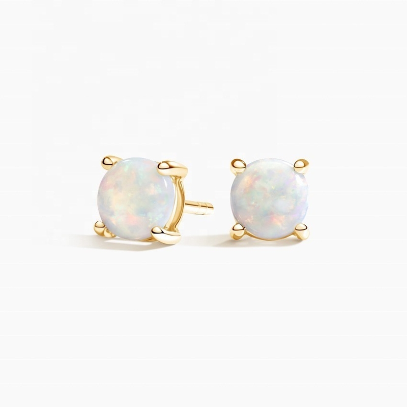 Hoa tai đính đá Opal vàng 18K 6MM dành cho phụ nữ và trẻ em gái Trang sức cao cấp
