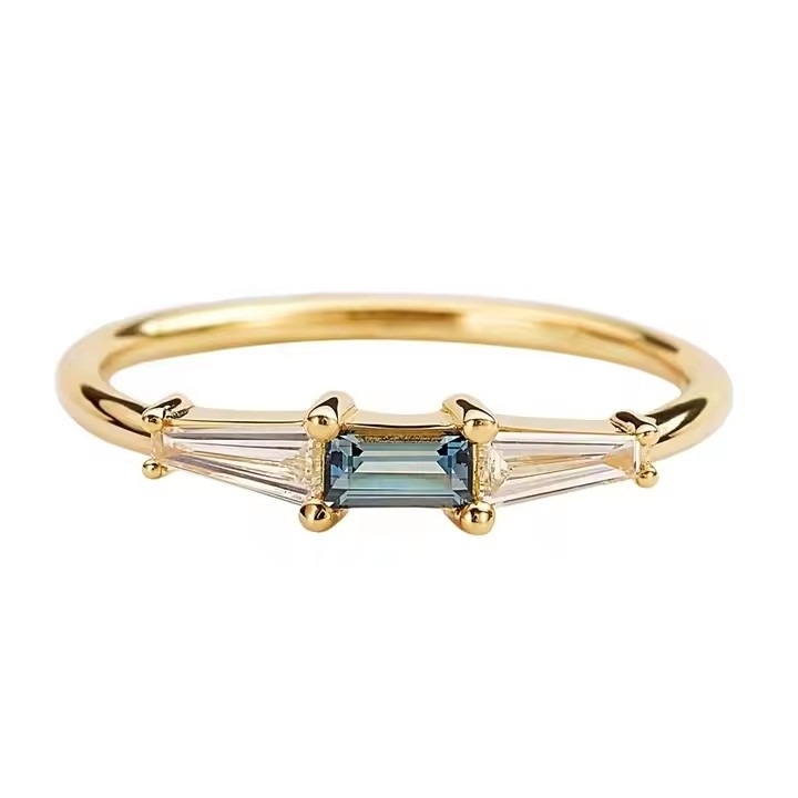 Những người mới đến 3 chiếc nhẫn đá CZ màu trắng CZ và Tanzanite S925 bạc thật đồ trang sức 14K 18K vàng cho phụ nữ