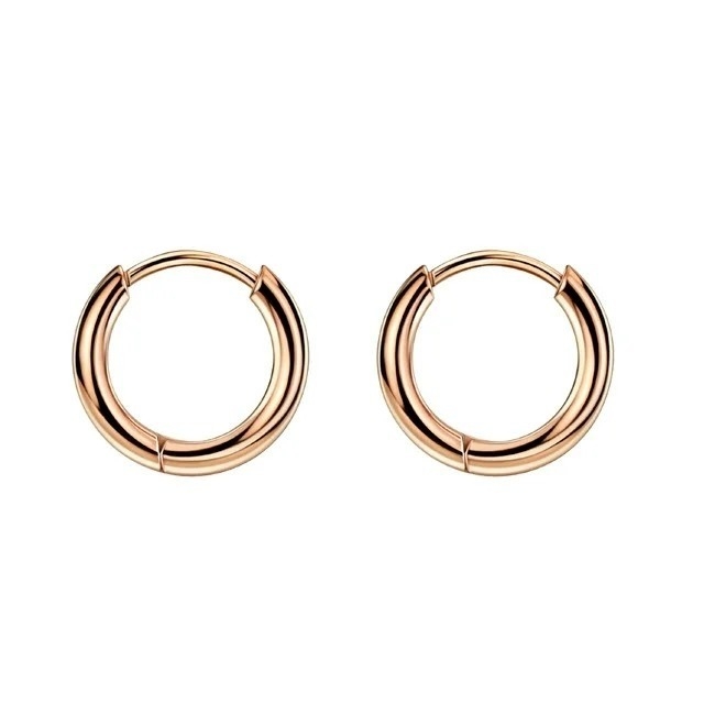 Đơn giản là vàng hồng 8mm Hinged Huggie Hoop nhỏ Bàn tai thép không gỉ cho tốt nghiệp