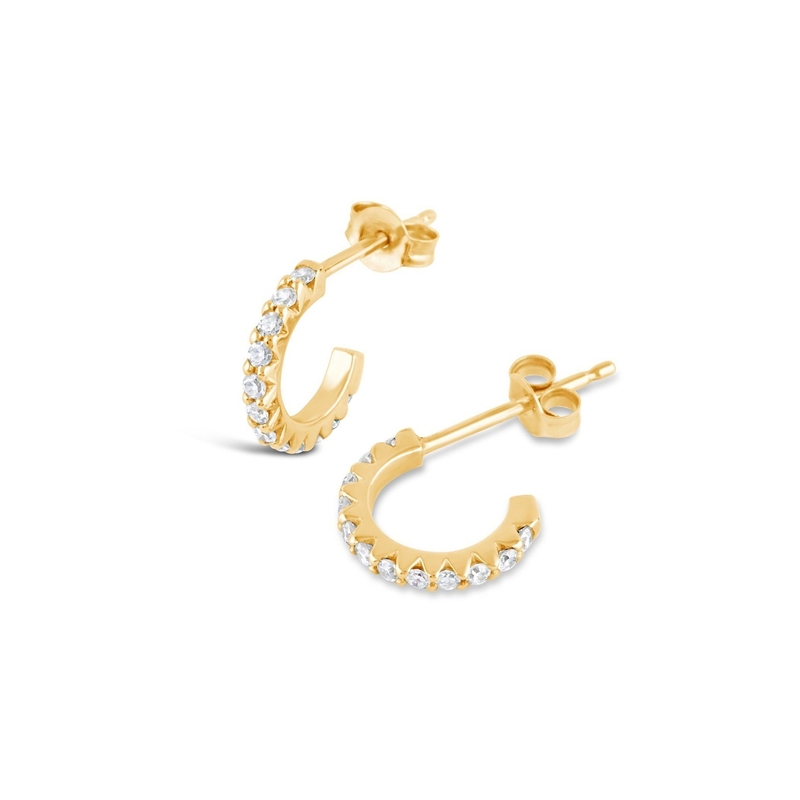 Tay làm 18K vàng mạ Mini Cubic Zircon nhỏ mở vòng đeo tai với Princess Cut