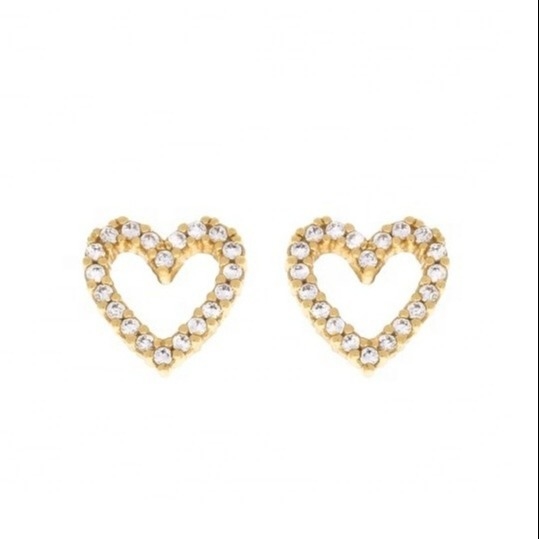 Đồng / đồng / 925 Sterling Silver Heart Stud Bàn tai với Full Pave CZ Heart kích thước 8mm