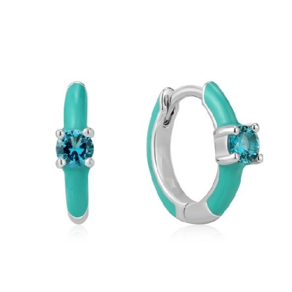 Neon Turquoise Enamel Micro Pave CZ Candy Màu sắc Cô gái Phụ nữ Bàn tai thân thiện với môi trường Có