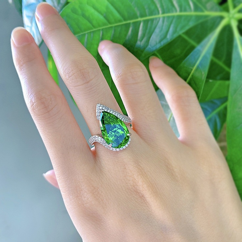 Vòng nhẫn kim cương cao cấp CZ Real 925 Sterling bạc đồ trang sức thủ công cho phụ nữ