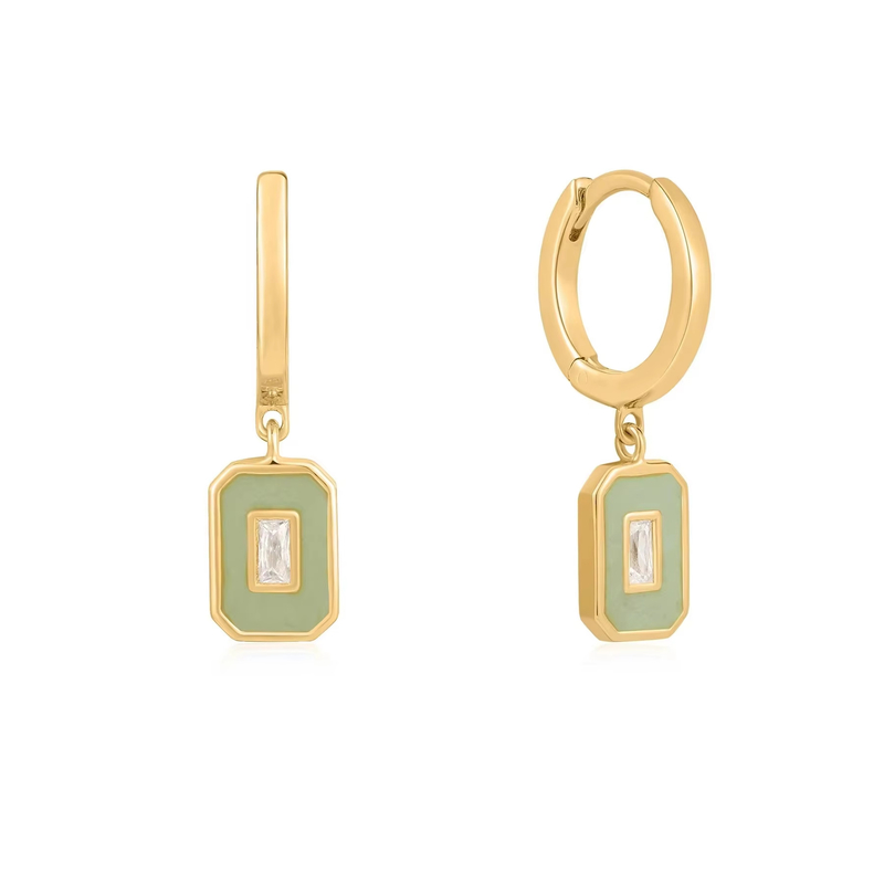 Baguette CZ & Mái tai vòng xoắn ốp kim loại 925 bạc 18K vàng bọc, đồ trang sức thủ công cho phụ nữ