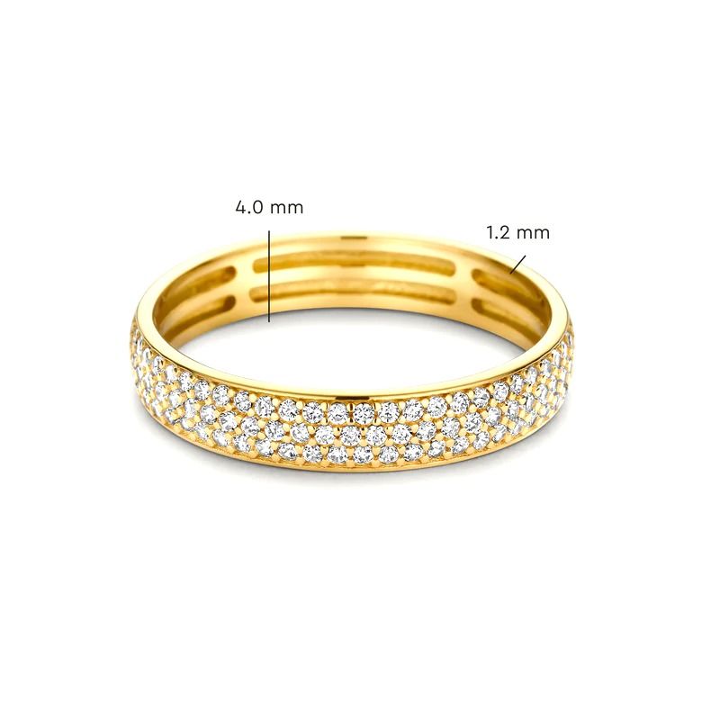 925 Sterling bạc 18K vàng bọc CZ Half Eternity nhẫn cho phụ nữ