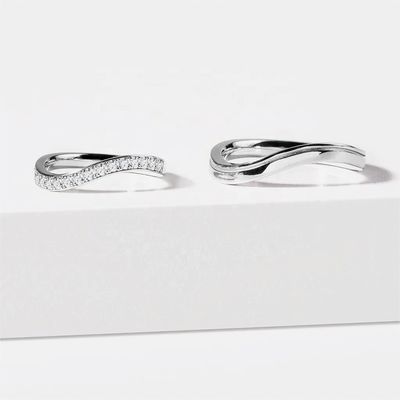 925 Sterling bạc vàng trắng kim cương CZ Wave nhẫn cho phụ nữ trang sức tốt OEM / ODM