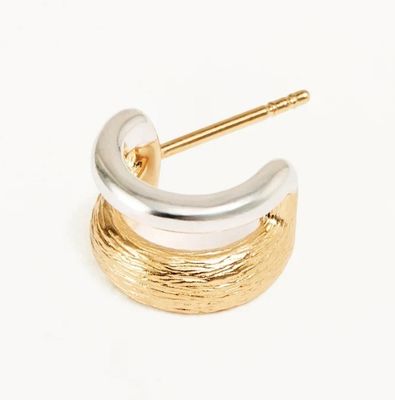 18K vàng và vàng trắng Shield Hoops bông tai cho phụ nữ