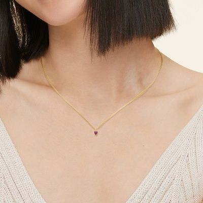 cổ điển 925 Sterling bạc hình trái tim Emerald Bezel cổ dây chuyền