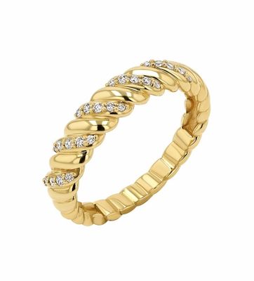 Đánh tay Twist Classic 925 Sterling bạc nữ nhẫn đồ trang sức bọc bằng vàng 18K